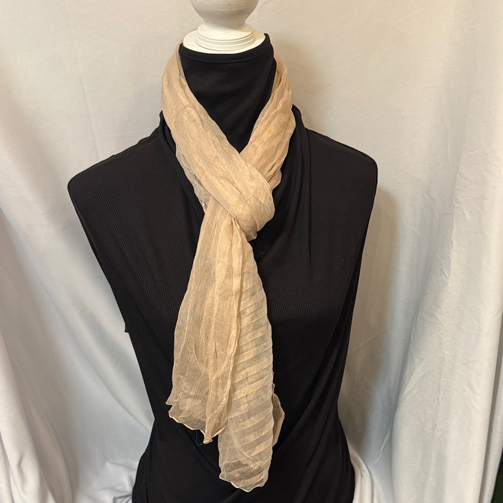 Brooks Brothers Light Beige Sheer Crinkle Scarf